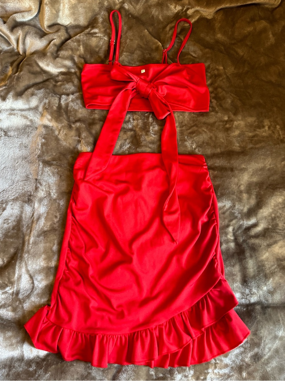 Red Zip-Back Mini Dress - S